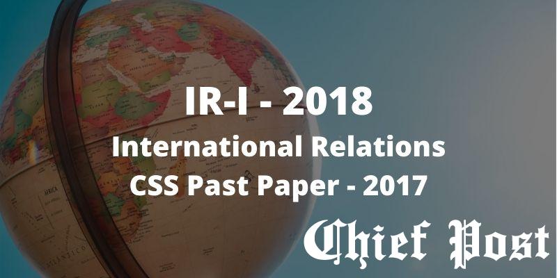 International Relations 2018 - Paper-1