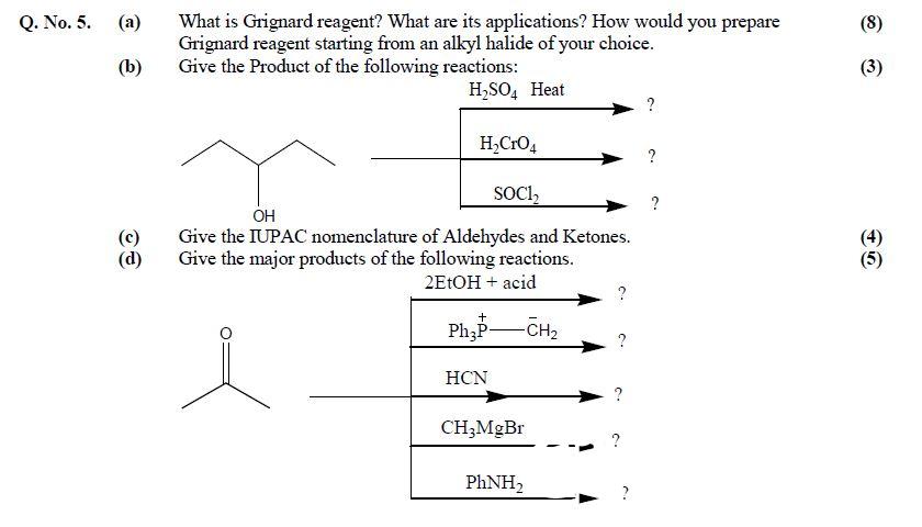 Question No 5, Chemistry Paper-2, CSS 2017
