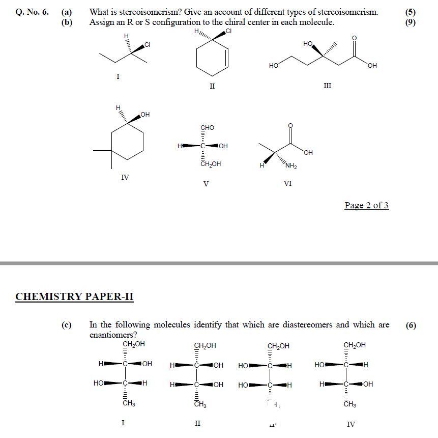 Question No 6, Chemistry Paper-2, CSS 2017