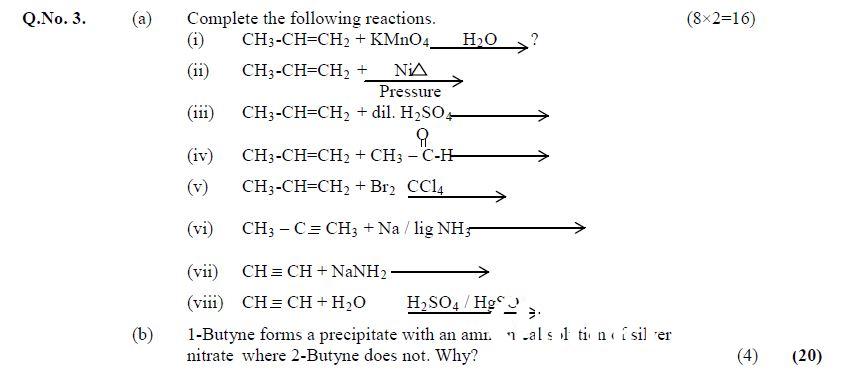 Question No 3, Chemistry Paper-2, CSS 2018